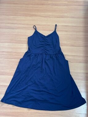 Yathon Navy Blue Midi Dress with Pockets XL